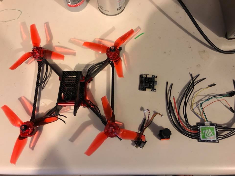 First batch of drone parts laid out after arriving.