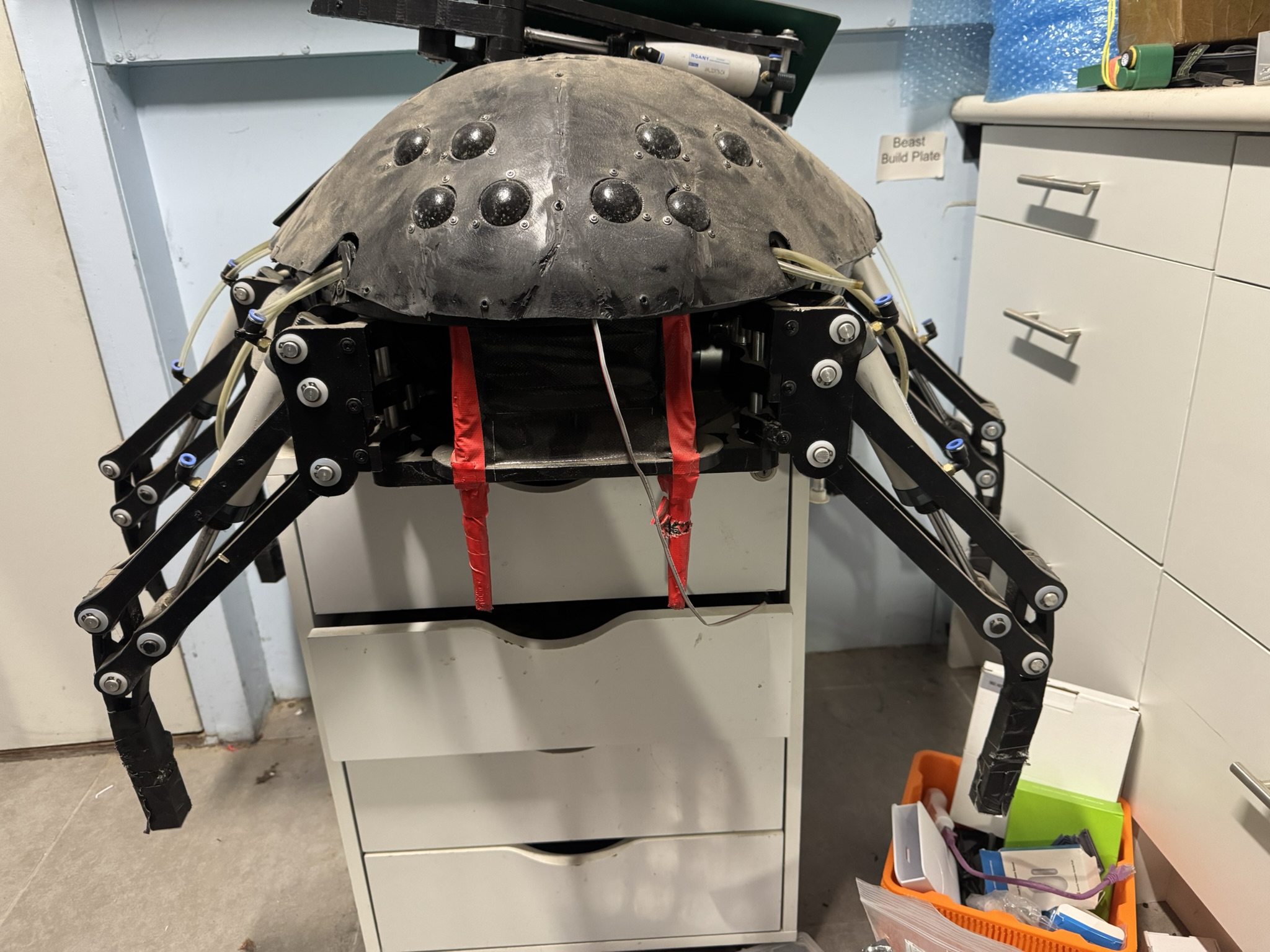 Redback spider robot in the workshop, May 2026.